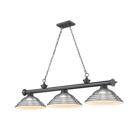 Cordon 3 Light Billiard, Bronze Plate & Brushed Nickel